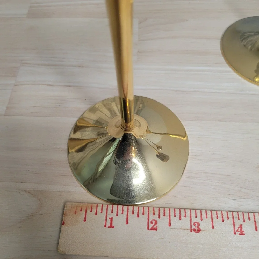 Vtg Scandia Guldgold Karlshamn Sweden 24K‎ Gold Plated Brass 4 Candlesticks  MCM